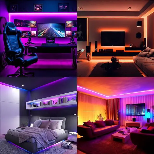 Alt view image 7 of 7 - LED Strip Lights 16.4FT / 5M RGB Light Strip with Remote & Power Supply PU Coating ETL 12V DC Adapter Color Changing Strip Lights for Bedroom Kitchen Monitor TV Home Decor