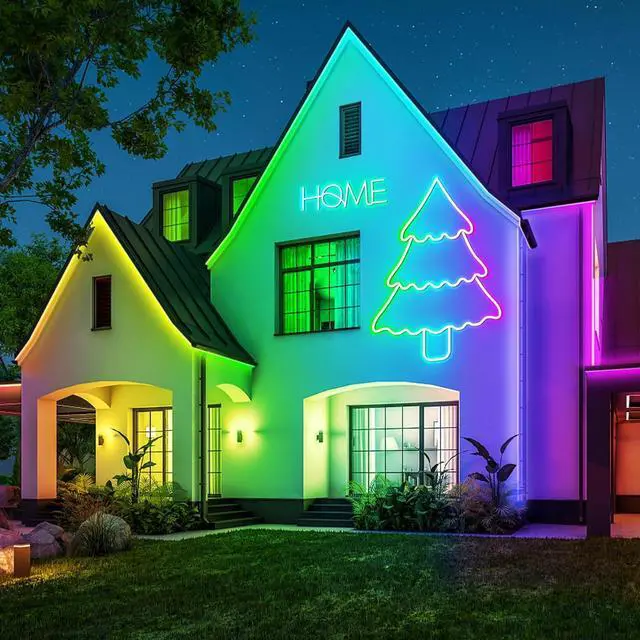 Alt view image 6 of 7 - 100Ft Neon Rope Lights Flexible Led Rope Lights Control with App/Remote Multiple Modes Rope Lights IP65 Outdoor RGB Led Neon Lights Waterproof Music Sync Gaming Led Neon Light Strip for Bedroom Decor