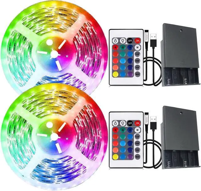 Main image of LED Strip Lights Battery Powered 20ft 24-Keys Remote Controlled DIY Indoor and Outdoor Decoration.