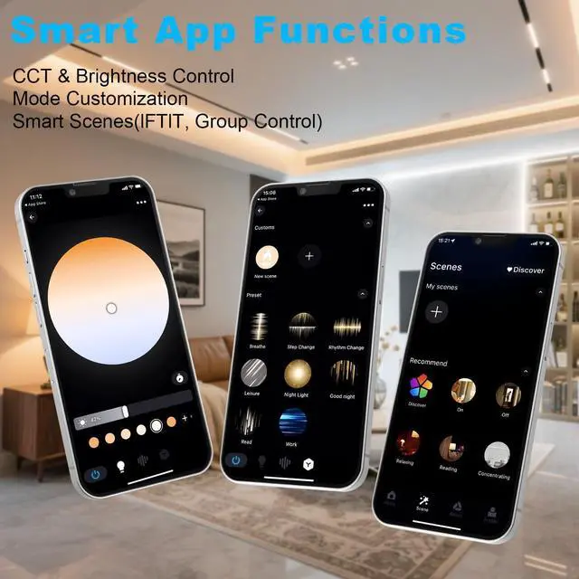 Alt view image 3 of 7 - White LED Strip Lights 3000K-6500K 66ft Dimmable Smart Strip Light Alexa Compatible 24V WiFi Flexible Tape LED with APP & RF Remote Cabinet Lighting Self-Adhesive for Room Kitchen