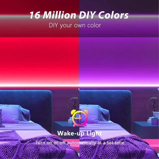 Alt view image 3 of 7 - Smart Voice Control Led Lights for Bedroom 100ft WiFi RGB Led Strip Lights Compatible with Alexa and Google Assistant Led Light Strip Music Sync 16 Million Colors Lights for Home Decor