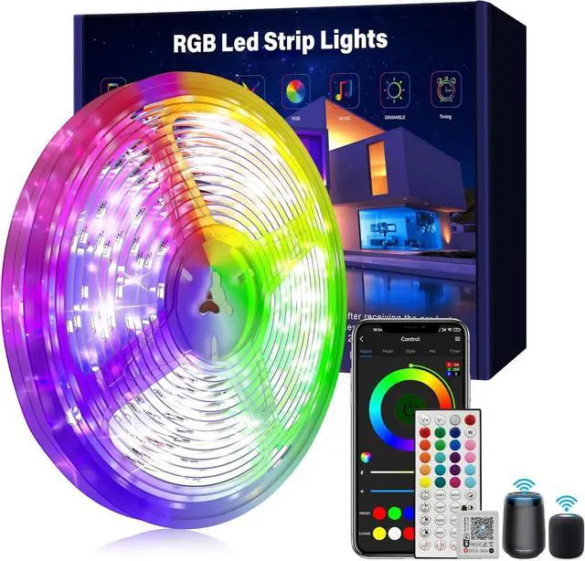 Main image of Smart Voice Control Led Lights for Bedroom 100ft WiFi RGB Led Strip Lights Compatible with Alexa and Google Assistant Led Light Strip Music Sync 16 Million Colors Lights for Home Decor