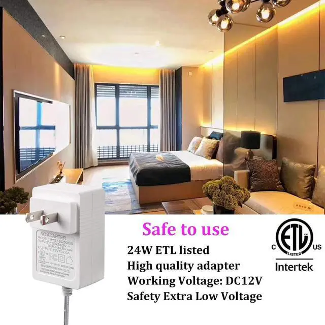 Alt view image 4 of 7 - LED Strip Lights 32.8ft Warm White Dimmable Light Strip Kit with Remote and ETL Listed Power Supply 600 LEDs Supper Bright Tape Lights for Room Kitchen Bed Under Cabinet Wardrobe 3000K