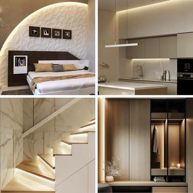 Alt view image 3 of 7 - COB LED Strip Lights 50ft 3000K DC 24V Dimmable Warm White Flexible LED Rope Lights for Bedroom with Remote and app Control LED Lights Strip for Living Room Shelf Cabinet