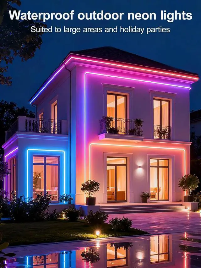 Alt view image 2 of 6 - Neon Rope Lights 20Ft RGB LED Strip Lights - App & Remote Control Music Sync IP67 Waterproof Flexible Cuttable Neon Lights for Bedroom Gaming Party Outdoor Decor Multiple Modes