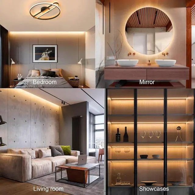 Alt view image 4 of 6 - COB LED Strip Lights 32.8ft 3000K DC 24V Dimmable Warm White Flexible LED Lights Strip for Bedroom with Remote and app Control LED Rope Lights for Living Room Shelf Cabine Bed