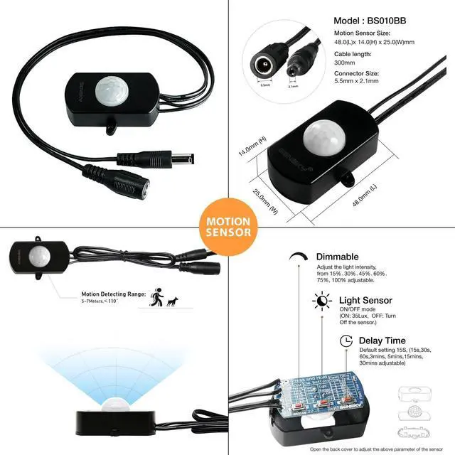 Alt view image 2 of 7 - 19.7ft/6m Motion Activated LED Strip Light Kit with FCC Listed Adapter for Gun Safe Under Cabinet Under Bed Pantry Kitchen Stairway Closet Lighting (Cool White Upgraded Version)