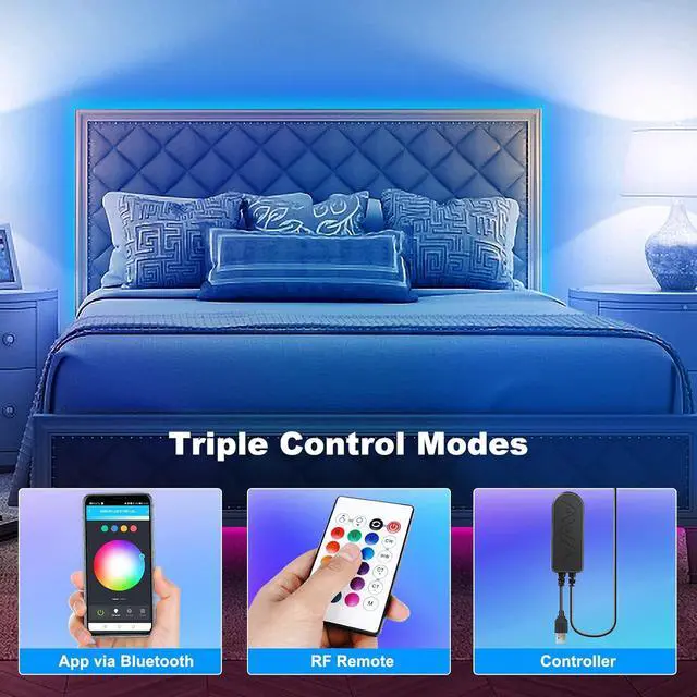 Alt view image 4 of 7 - Bluetooth RGBWW LED Lights for 70-75 Inch TV with App Control RGB+Tunable White 3000K-6500K TV LED Backlight with RF Remote Music Sync Indoor for TV Gaming