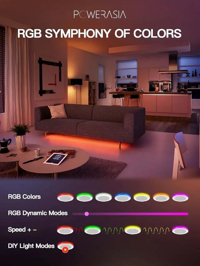 Alt view image 3 of 7 - 12 Pack 4 Inch Smart LED Recessed Lighting with RGB Back Light 9W 850LM Smart LED Recessed Lights with Junction Box 2700K-6000K Color Changing Work with Google Assistant/Siri Hub INCL