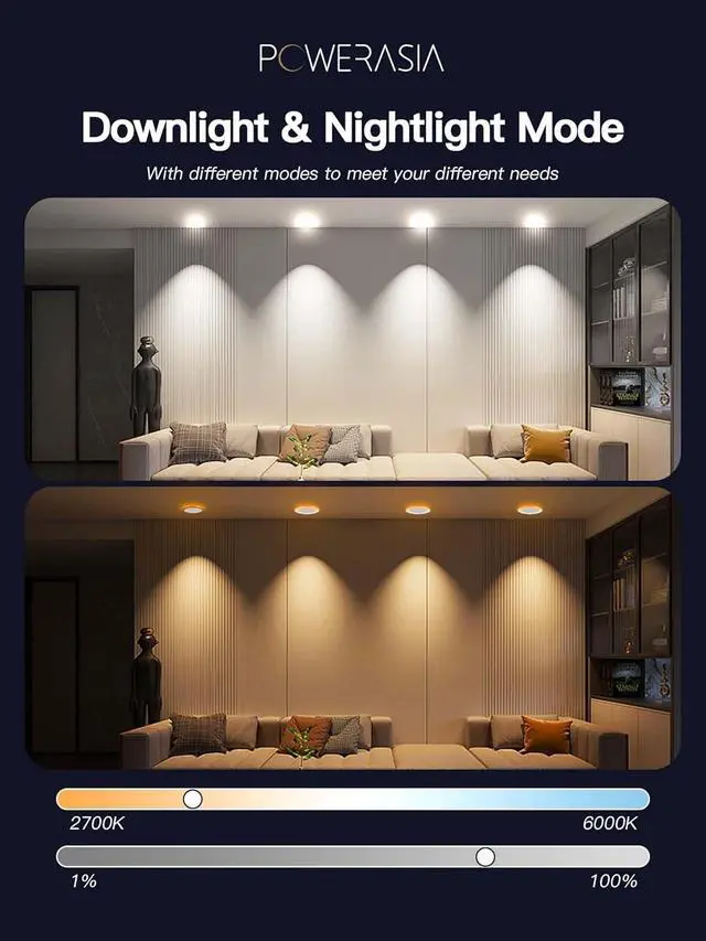 Alt view image 6 of 7 - 12 Pack 4 Inch Smart LED Recessed Lighting with RGB Back Light 9W 850LM Smart LED Recessed Lights with Junction Box 2700K-6000K Color Changing Work with Google Assistant/Siri Hub INCL