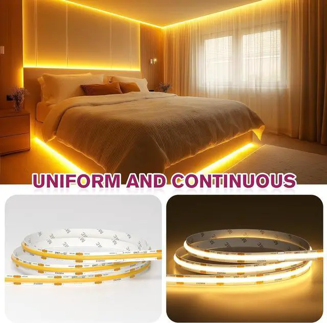 Alt view image 5 of 7 - COB LED Strip Lights Warm White 2700K Tape Light Premium High Density DC 24V 400+Lumens/ft 5120LEDs/Spool Ra 90+ 32.8ft/10m UL Listed 5 Year After-Service(Power Supply Sold Separately)
