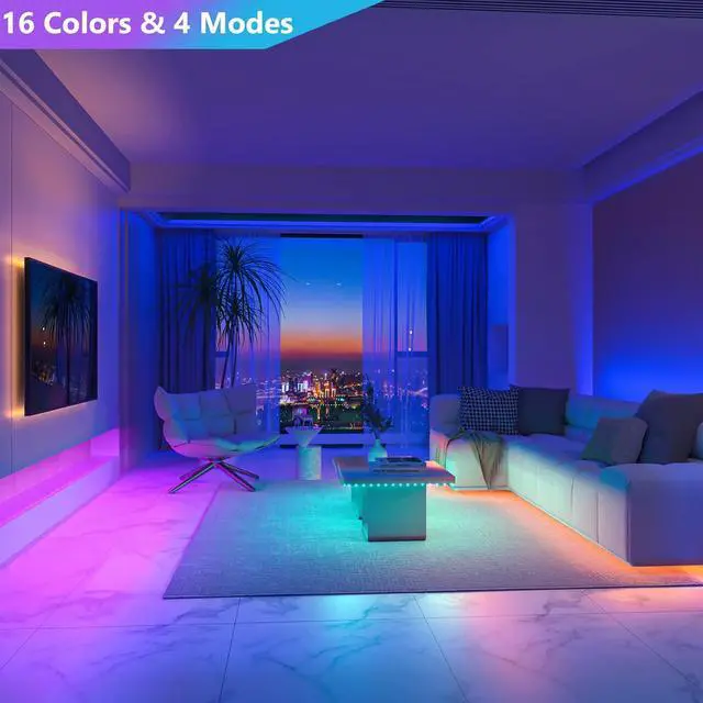 Alt view image 3 of 7 - Rechargeable LED Strip Light 2000mAH Battery Powered Color Changing Strip Lights 6.56ft RGB Rope Lighting with Remote Suitable for Party Shelf Sofa Desk Game Holiday Indoor Decoration