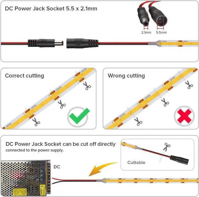 Alt view image 3 of 7 - COB LED Strip Light 32.8FT Flexible High Density Uniform Cob Strips 24V Natural White 4000K 480LEDs/m CRI 90+ Dimmable 8mm LED Tape Lights for Under Cabinet No Power/Controller