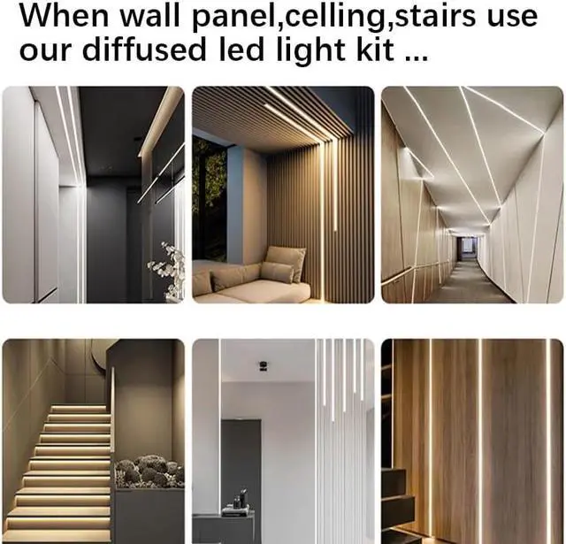 Alt view image 7 of 7 - Under Cabinet COB Led Light Strip kit 16.4ft/5m Cuttable 3000K Diffused Power with 6 Output Ports Touch Switch&Dimmer Strip for Gun Safe Case Book Shelf Floating Shelf Wall Panel Home Decor