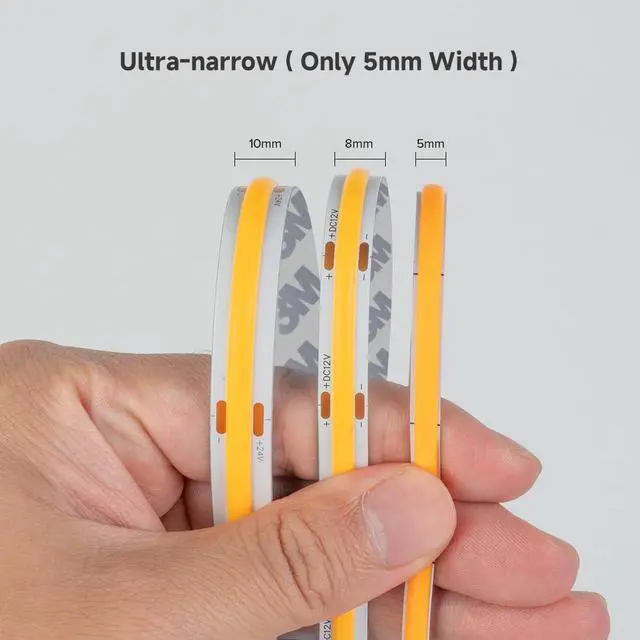 Alt view image 2 of 7 - FCOB COB LED Strip 5mm Width Super Narrow Flexible High Density Uniform light 16.4FT DC12V Daylight White 6000K CRI 90+ Dimmable LED Ribbon for Home Indoor Decor(No Controller or Adapter)