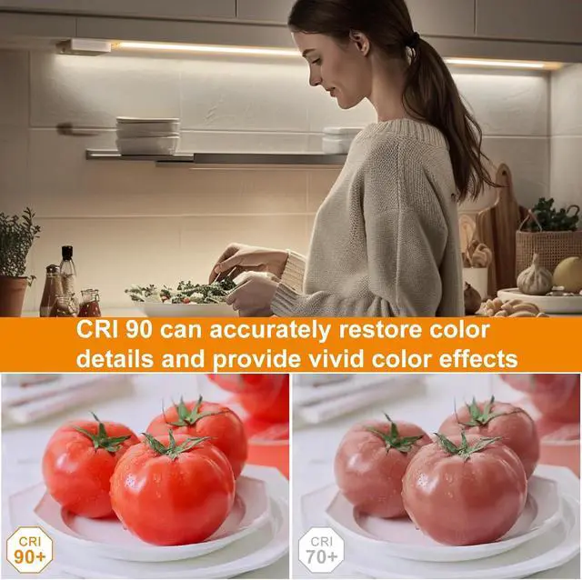 Alt view image 4 of 7 - 3 Pack COB LED Strip Lights 3.3ft 320 LEDs Battery Powered LED Strip Lights Flexible Cuttable light strips for Shelves Under Cabinet Lighting Closet Cordless Click Light 4000K Natural White