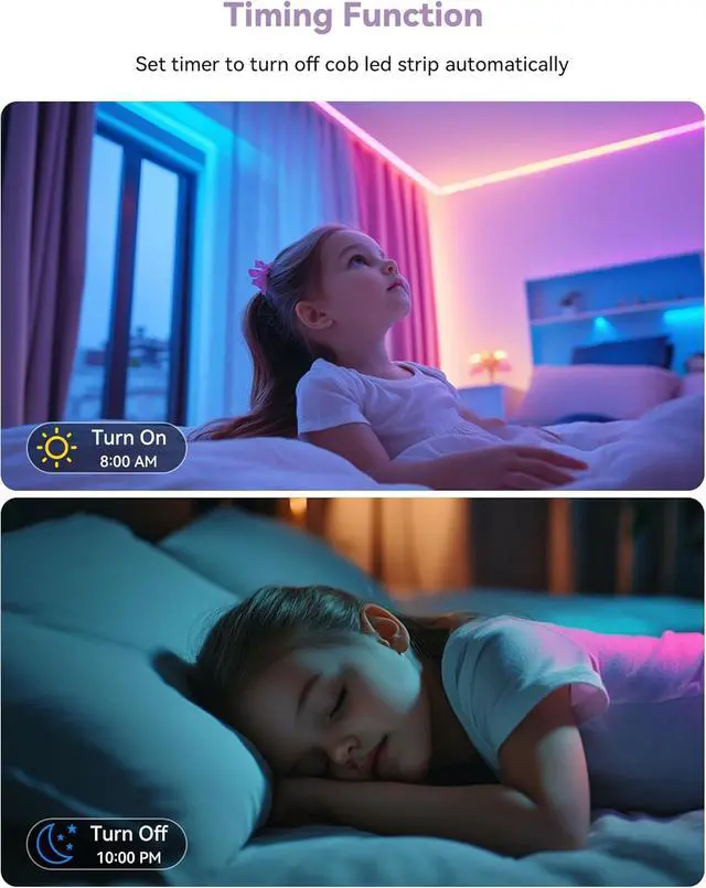 Alt view image 6 of 7 - 5V USB RGB COB LED Strip Light 9.84ft/3m Tape Lights RF & App Control Music Sync Ultra Bright Color Changing Lighting UL-Listed Cuttable & Flexible for Bedroom Kitchen Desk Party Home Decor