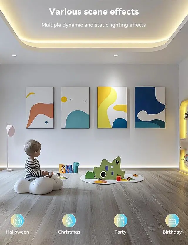 Alt view image 5 of 7 - 5V USB RGB COB LED Strip Light 9.84ft/3m Tape Lights RF & App Control Music Sync Ultra Bright Color Changing Lighting UL-Listed Cuttable & Flexible for Bedroom Kitchen Desk Party Home Decor