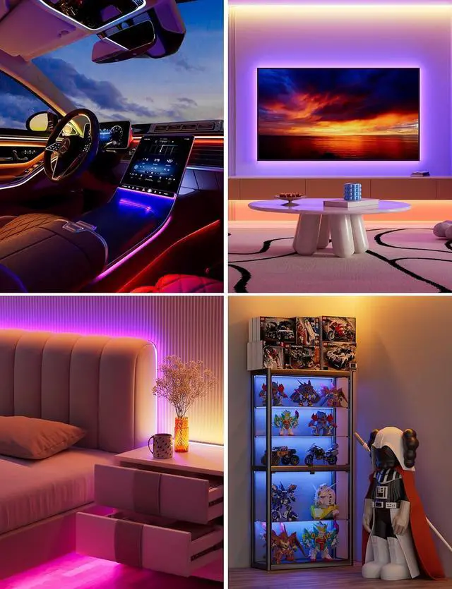 Alt view image 7 of 7 - 5V USB RGB COB LED Strip Light 9.84ft/3m Tape Lights RF & App Control Music Sync Ultra Bright Color Changing Lighting UL-Listed Cuttable & Flexible for Bedroom Kitchen Desk Party Home Decor
