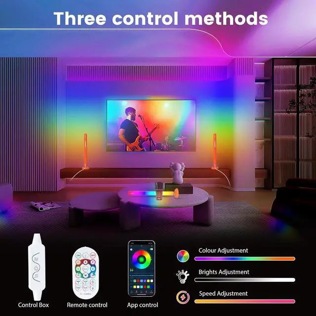 Alt view image 2 of 7 - Smart LED Light Bars LEDIC+WW TV Backlight with Double Light Beads App Control RF Remote Music Syncing and 47Modes for Gaming Room Decoration