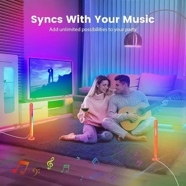 Alt view image 3 of 7 - Smart LED Light Bars LEDIC+WW TV Backlight with Double Light Beads App Control RF Remote Music Syncing and 47Modes for Gaming Room Decoration