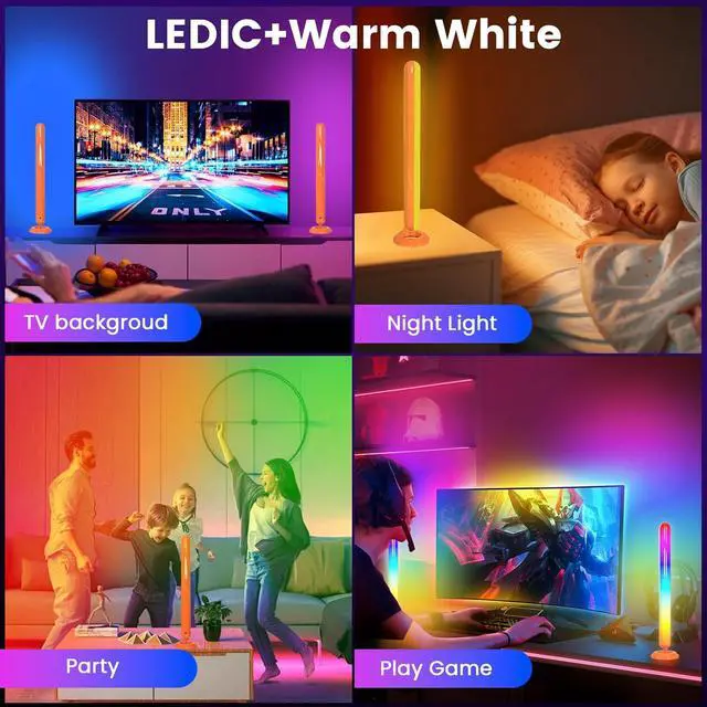 Alt view image 5 of 7 - Smart LED Light Bars LEDIC+WW TV Backlight with Double Light Beads App Control RF Remote Music Syncing and 47Modes for Gaming Room Decoration