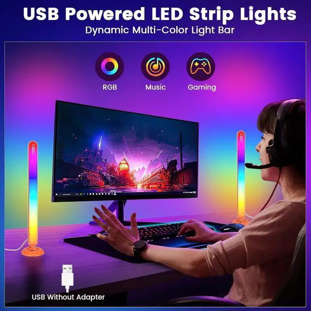 Alt view image 7 of 7 - Smart LED Light Bars LEDIC+WW TV Backlight with Double Light Beads App Control RF Remote Music Syncing and 47Modes for Gaming Room Decoration