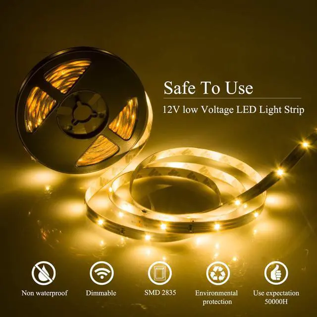 Alt view image 3 of 7 - LED Strip Lights Warm White 50ft Dimmable 3000K Strip Lighting 12V 15M 900 LEDs 2835 Flexible led Light for Bedroom Kitchen Home Decoration
