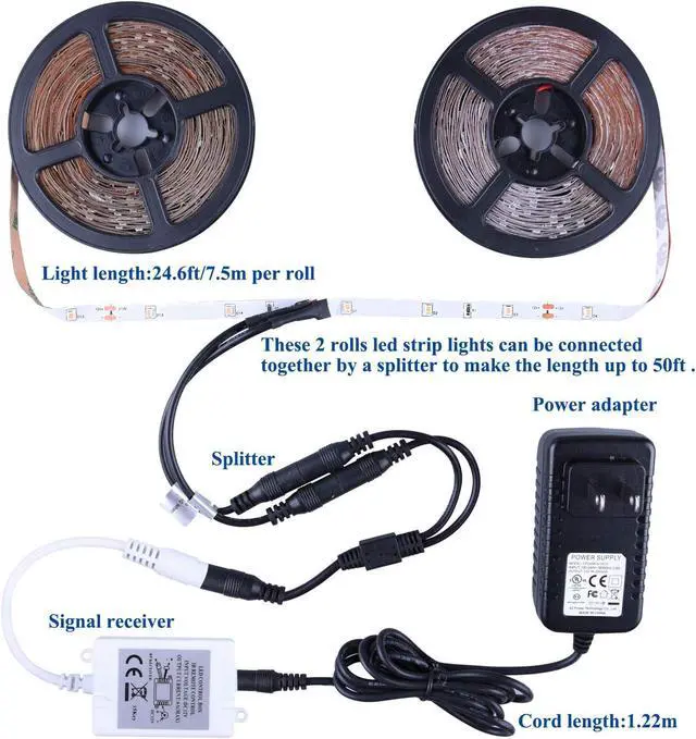 Alt view image 5 of 7 - LED Strip Lights Warm White 50ft Dimmable 3000K Strip Lighting 12V 15M 900 LEDs 2835 Flexible led Light for Bedroom Kitchen Home Decoration