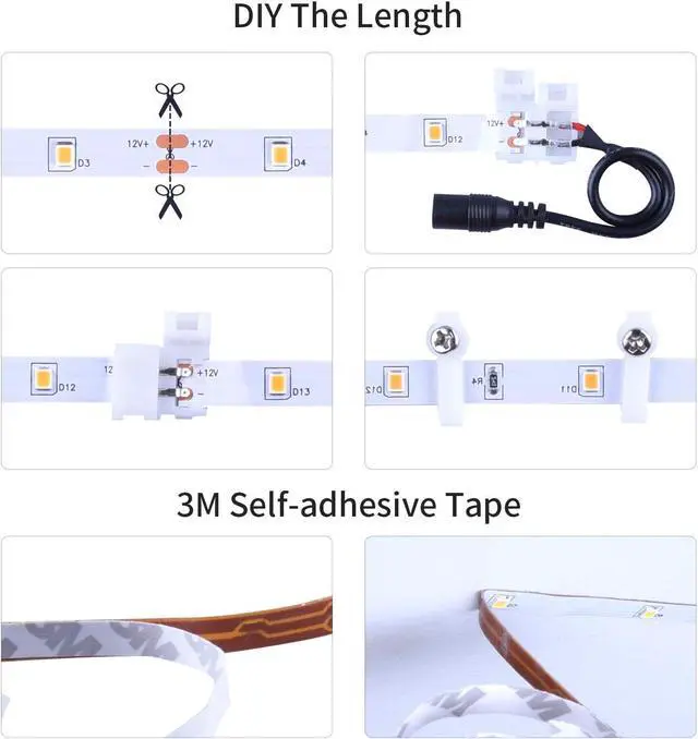 Alt view image 4 of 7 - LED Strip Lights Warm White 50ft Dimmable 3000K Strip Lighting 12V 15M 900 LEDs 2835 Flexible led Light for Bedroom Kitchen Home Decoration
