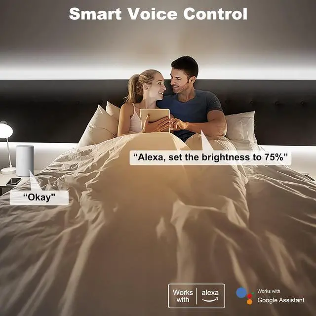 Alt view image 2 of 7 - 16.4ft 6500K WiFi COB Led Strip Light with App and Remote Compatible with Alexa and Google Dimmable Cool White Indoor COB Led Lights for Stair Kitchen Cabinet