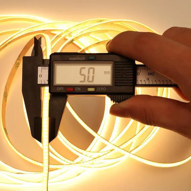 Alt view image 2 of 7 - 12V Thin 5mm COB LED Strip Light 3000K Warm White 16.4ft Bright 4000Lm CRI>90 Uniform Dotless 400LEDs/M Adhesive Flexible Cuttable LED Tape for DIY Bedroom Under Cabinet Lighting