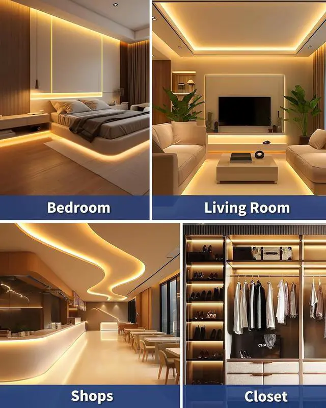 Alt view image 7 of 7 - COB LED Strip Lights 16.4ft 3000K Warm White DC 12V Dimmable Tape Light Ra 95+ 150+LM/FT 98 LEDs/ft 2.2W/ft 1600 LEDs UL Listed for Cabinets Bedroom(Power Supply Sold Separately)