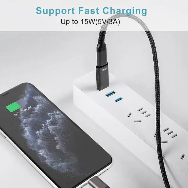 Alt view image 3 of 7 - Pack of 4 USB C to USB Adapters, 2*USB-C to USB-A & 2*USB-A to USB-C Female Adapter Speed Data Transfer & Fast Charging for iPhone/PC/Samsung/iPad/Laptop/etc, USB to USB C Adapter (Pack of 4)