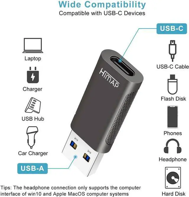Alt view image 2 of 7 - Pack of 4 USB C to USB Adapters, 2*USB-C to USB-A & 2*USB-A to USB-C Female Adapter Speed Data Transfer & Fast Charging for iPhone/PC/Samsung/iPad/Laptop/etc, USB to USB C Adapter (Pack of 4)