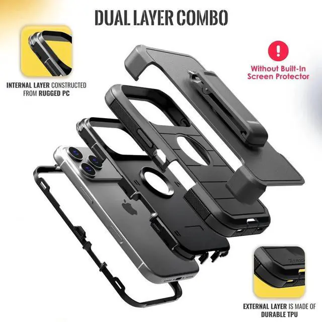 Alt view image 4 of 7 - Phone Case for iPhone 17 Case,Heavy Duty Hard Shockproof Armor Protector Case Cover with Belt Clip Holster for Apple iPhone 17 5G 2025 Phone Case(Buy one get one free) For Apple iPhone 17 Black+Blue