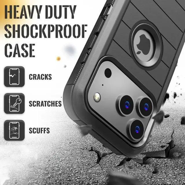 Alt view image 2 of 7 - Phone Case for iPhone 17 Case,Heavy Duty Hard Shockproof Armor Protector Case Cover with Belt Clip Holster for Apple iPhone 17 5G 2025 Phone Case(Buy one get one free) For Apple iPhone 17 Pink+Blue