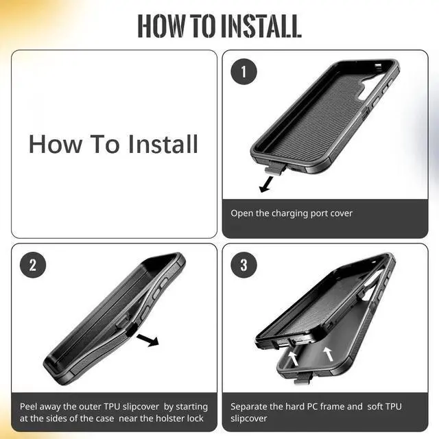 Alt view image 3 of 5 - Phone Case for iPhone 17 Case,Heavy Duty Hard Shockproof Armor Protector Case Cover with Belt Clip Holster for Apple iPhone 17 5G 2025 Phone Case(Buy one get one free) For Apple iPhone 17 Black+White