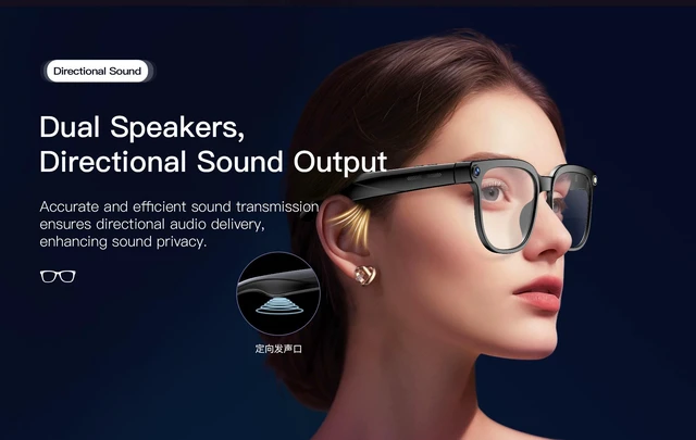 Alt view image 5 of 7 - Pack 2pcs AI Smart glasses with 8MP camera for taking photos and recording, AI translation, Bluetooth music, ENC callsAides