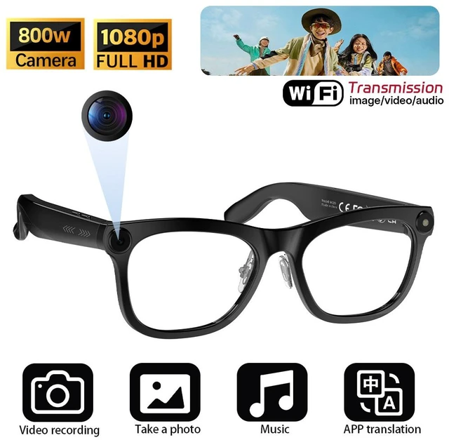 Main image of Pack 2pcs AI Smart glasses with 8MP camera for taking photos and recording, AI translation, Bluetooth music, ENC callsAides M02C Clear lense 4GB