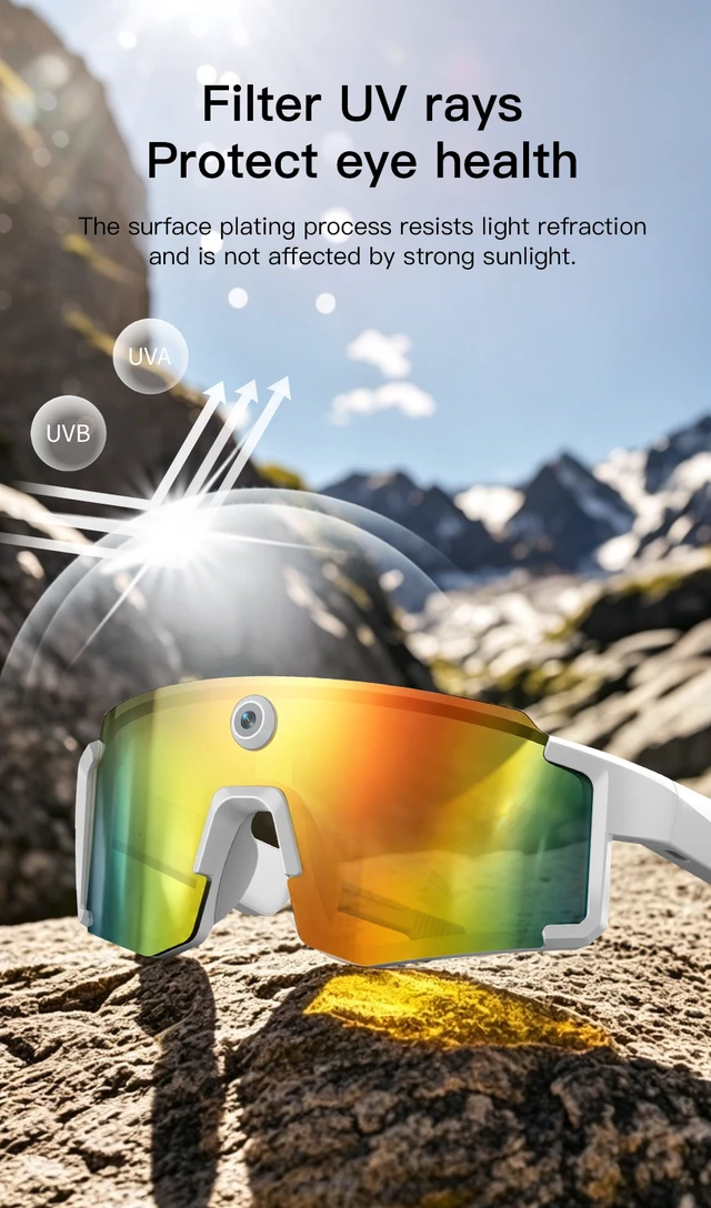 Alt view image 3 of 7 - Pack 2pcs Ai new style smart sports goggles with camera support AI translation, object recognition, and an intelligent voice assistant. Black/Blue