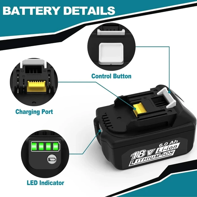 Alt view image 5 of 7 - PACK 2pcs 18V 6.0(7.5/9.0Ah) Lithium-Ion Battery For Makita BL1850B BL1840B BL1830B 18V 7.5Ah Li-ion