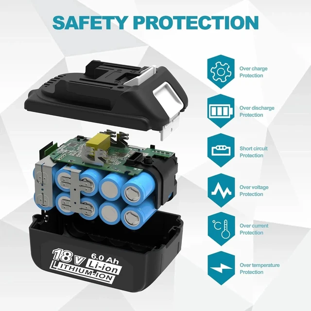 Alt view image 7 of 7 - PACK 2pcs 18V 6.0(7.5/9.0Ah) Lithium-Ion Battery For Makita BL1850B BL1840B BL1830B 18V 7.5Ah Li-ion