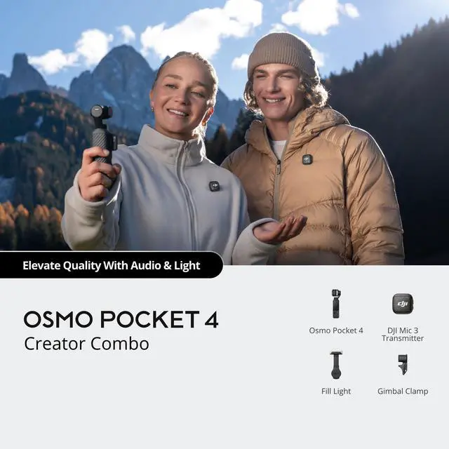Alt view image 3 of 6 - DJI Osmo Pocket 4 Creator Combo - 1" CMOS Gimbal Camera, 4K/240fps, 107GB Storage, DJI Mic 3, Fill Light, Wide-Angle Lens, Tripod, Vlog Camera * USA In Stock * 1-2 Day Shipping