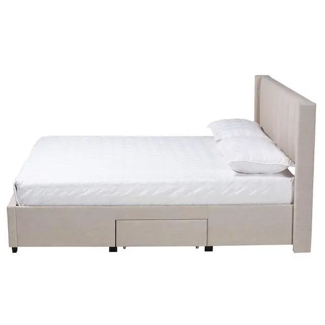 Alt view image 2 of 7 - FOR Coronado MidCentury Modern Transitional Beige Fabric Full Size 3Drawer Storage Platform Bed