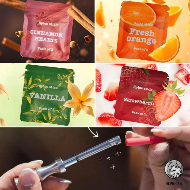 Alt view image 2 of 4 - Alpha Fit Vaporless Inhaler: Smokeless Quit Smoking Aid with 12 Plant Cores | Nicotine-Free, Tobacco-Free Vape Alternative | Oral Fixation Solution for Adults Classic Fruits Cores only