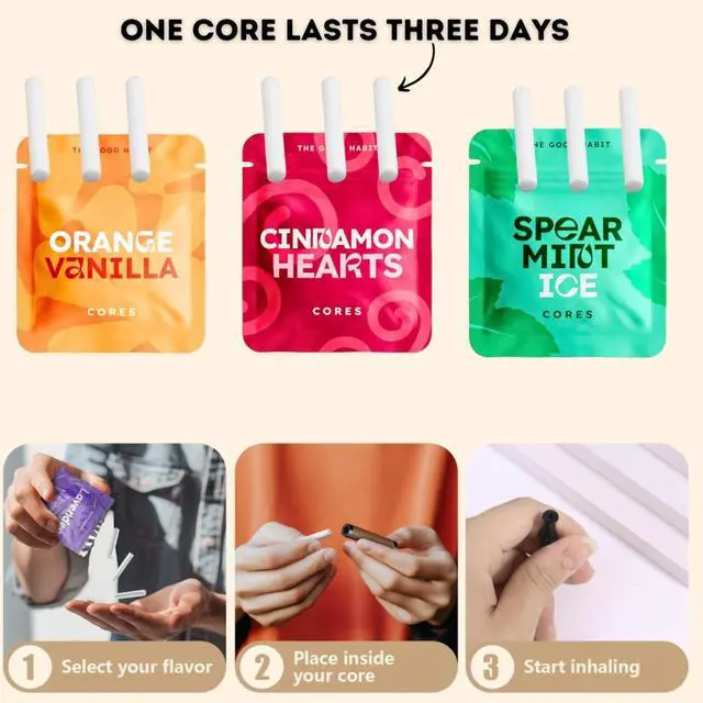 Alt view image 4 of 5 - Alpha Fit Vaporless Inhaler: Smokeless Quit Smoking Aid with 12 Plant Cores | Nicotine-Free, Tobacco-Free Vape Alternative | Oral Fixation Solution for Adults Tropical Escape Cores only