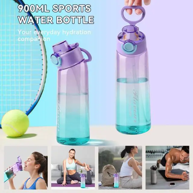 Alt view image 2 of 7 - Alpha Fit MAX Air Up Compatible Water Bottle - 900ml/30oz Giant Size, BPA-Free, Leak-Proof with 3 Flavor Pods & Portable Pods Case | Shatterproof & Dishwasher-Safe Lavender Purple