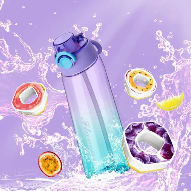 Alt view image 6 of 7 - Alpha Fit MAX Air Up Compatible Water Bottle - 900ml/30oz Giant Size, BPA-Free, Leak-Proof with 3 Flavor Pods & Portable Pods Case | Shatterproof & Dishwasher-Safe Lavender Purple