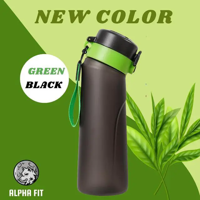 Alt view image 2 of 7 - Alpha Fit PRO Air Up Compatible Water Bottle - 750ml Premium Matte with Portable Pods Case, BPA-Free, Extra Durable & Leak-Proof (Includes 3 Flavor Pods) Green Black